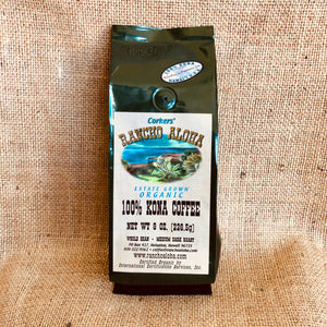 Rancho Aloha's 100% Kona Coffee, Medium Dark Roast, Organic, Estate grown cofee