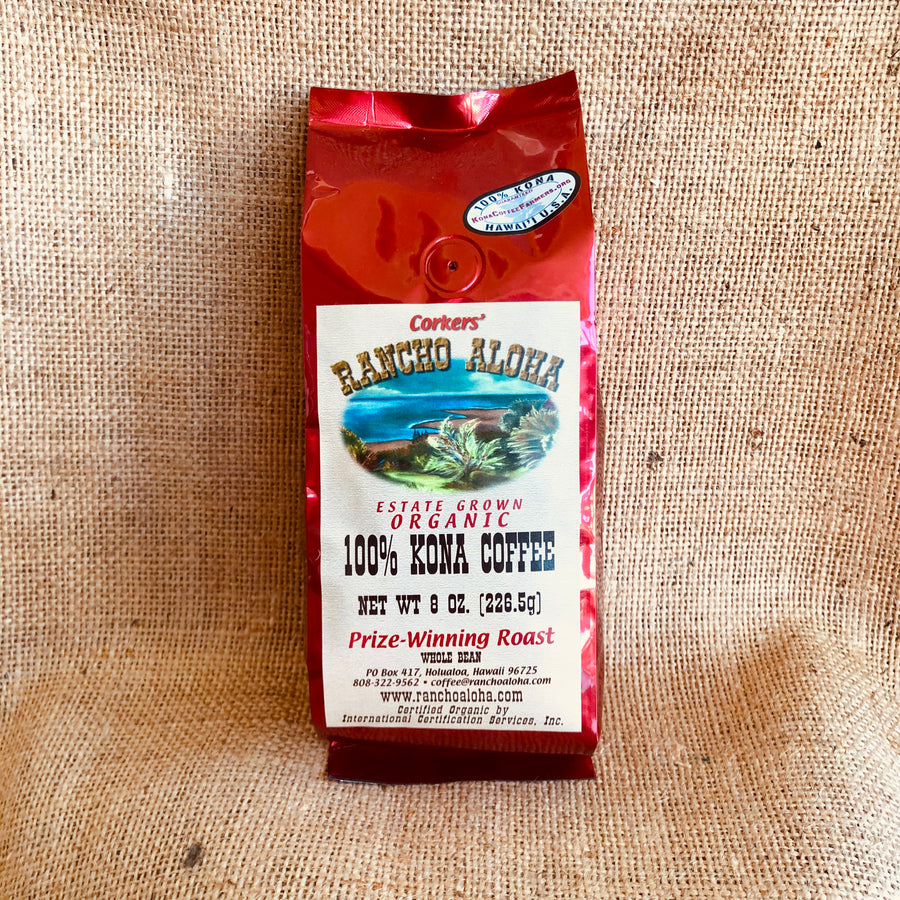 Rancho Aloha's 100% Kona Coffee, Prize-Winning Medium Roast, Organic, Estate grown cofee